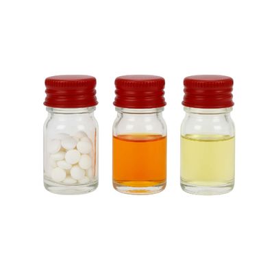 Custom Logo Medicine Concentrate Oil 5mL Glass Bottle Jar with Red Metal Lid