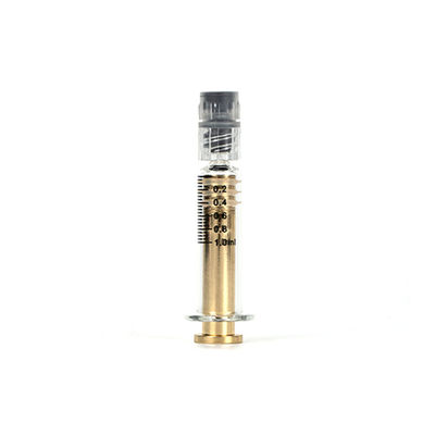 Стеклянный шприц Luer Lock 1 мл с металлическим золотым пластиром
