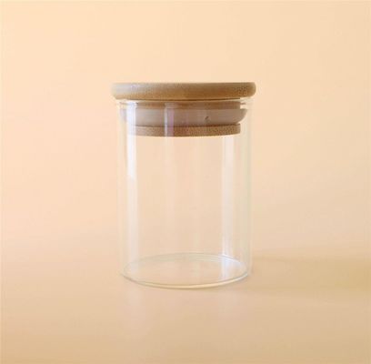 контейнеры травы и специи лапши еды боросиликатного стекла 1-18oz с бамбуковой крышкой