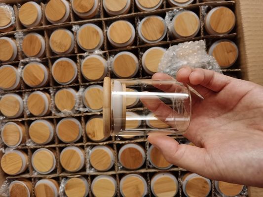 деревянная банка опарника боросиликатного стекла крышки всасывания 3oz для дисплея хранения