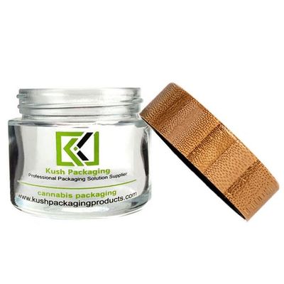 опарника крышки 2oz CBD доказательство ребенка опарника засорителя бамбукового стеклянного ясное стеклянное