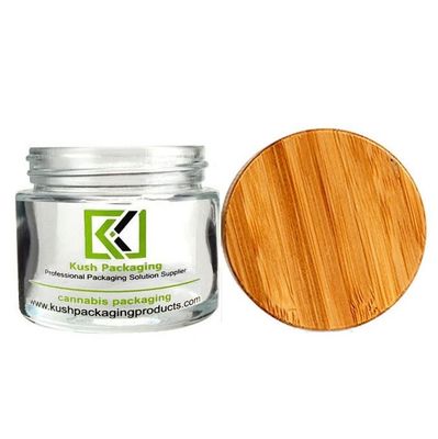 опарника крышки 2oz CBD доказательство ребенка опарника засорителя бамбукового стеклянного ясное стеклянное