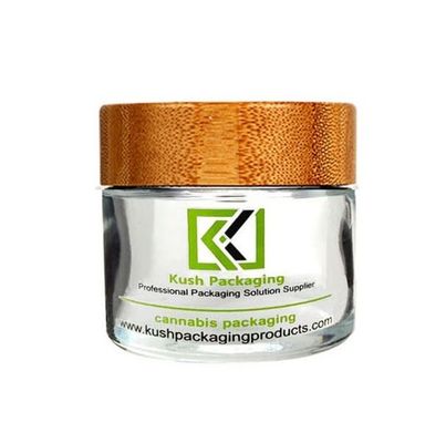 опарника крышки 2oz CBD доказательство ребенка опарника засорителя бамбукового стеклянного ясное стеклянное